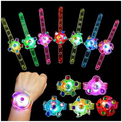 WELLVO 48 Pack LED Light Up Fidget Spinner Bracelets for Kids