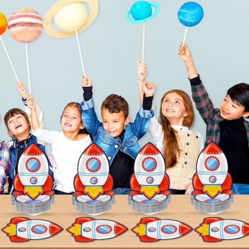 CHUNNIN 50 PCS Rocket Ship Paper Plates
