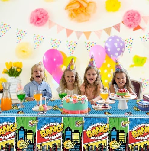 3Pcs Superhero Birthday Tablecloth 71x425 Inches