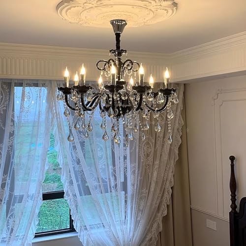 French Elegant Candle Crystal Glass Pendant Light