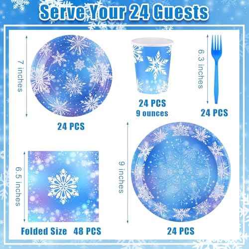 Durony 144 Piece Frozen Party Tableware Set