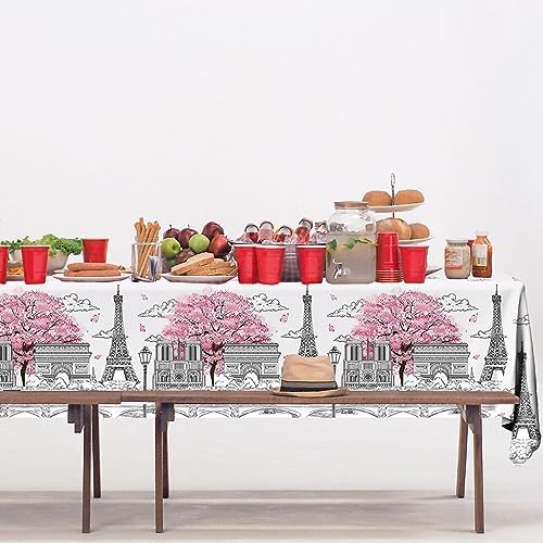 Paris Themed Party Tablecloths 3pcs Pink
