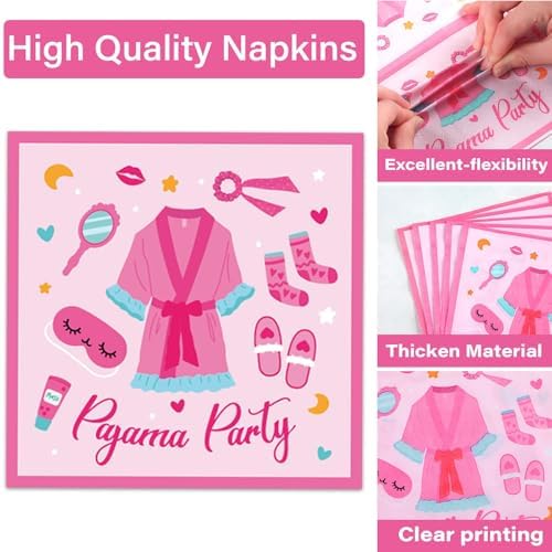 100 Pcs Pajama Party Plates Napkins Set for Sleepover