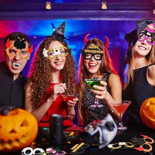 VOCOOL Halloween Photo Props and Glitter Glasses Set