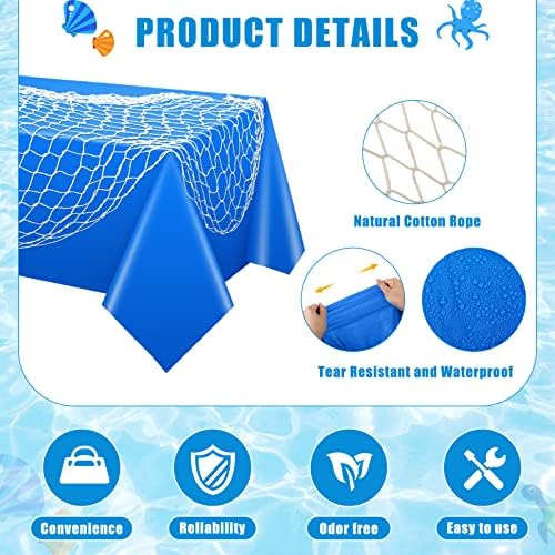 6 Pack Fish Net and Tablecloth Decor Set - Dark Blue