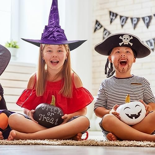 LOGOFUN Halloween Witch Hat Purple Wizard Costume Hat