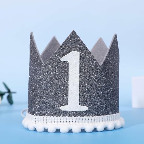 1st Birthday Crown - Glitter Birthday Hat for Kids