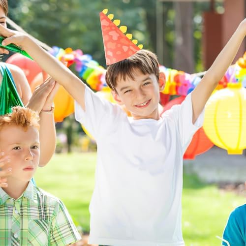 LOGOFUN 10pcs Dinosaur Birthday Party Hats for Kids