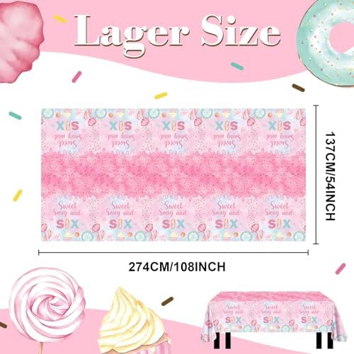 Lofaris Donut 6th Birthday Tablecloth 3-Pack
