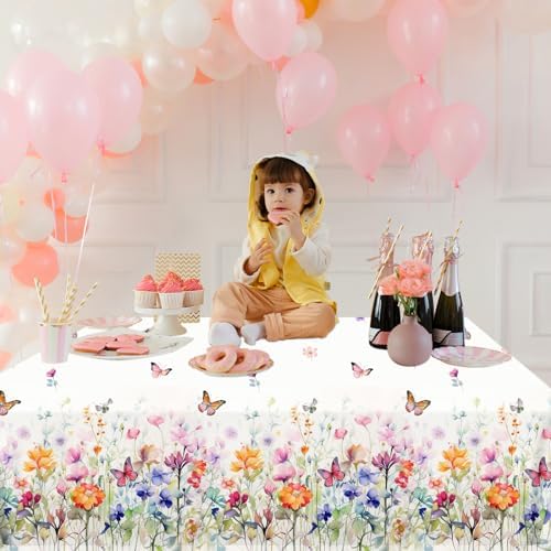 HAKOTI Wildflower Party Tablecloth Set - 3PCS Rectangular Decorations