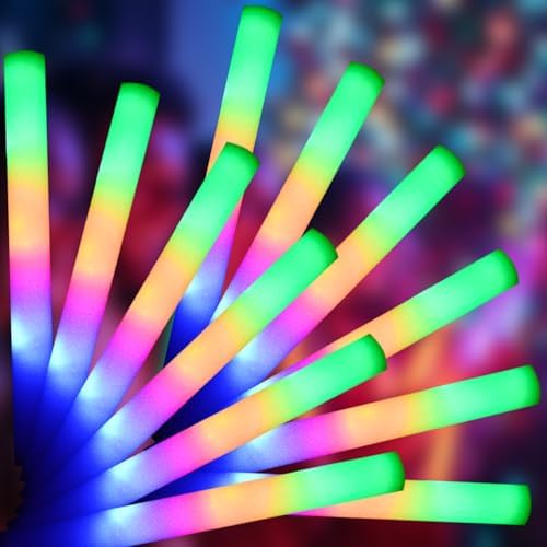12 Pcs LED Foam Glow Sticks with 3 Modes