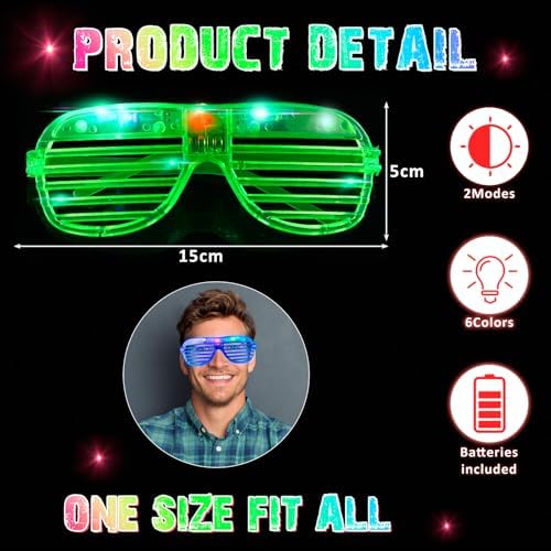 Honoson 72 Pair LED Glow Shutter Shades for Rave Parties