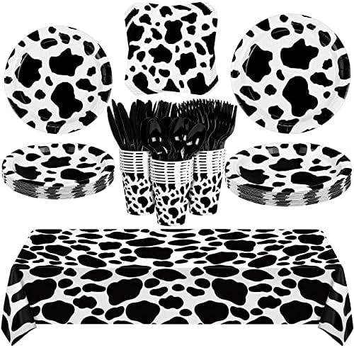 Durony 169 Piece Cow Print Party Set for 24 Guests