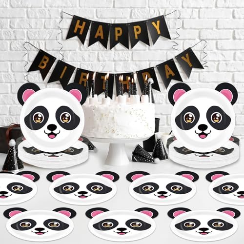 48Pcs Panda Paper Plates Birthday Party Decor