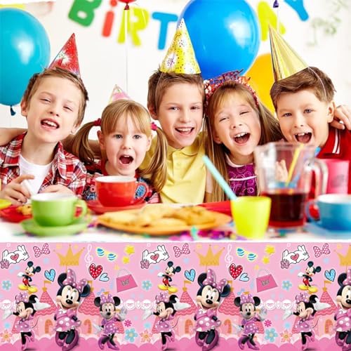 2pcs Minnie Tablecloth Disposable Tablecover for Birthday Party Decorations