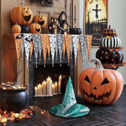 Turquoise White Circle Witch Halloween Costume Hat