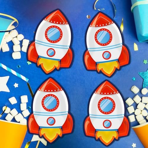 CHUNNIN 50 PCS Rocket Ship Paper Plates