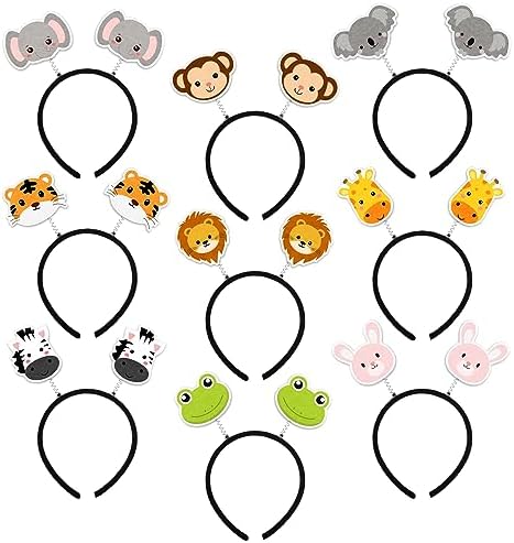 Whaline Jungle Animals Headbands and Hair Hoops - 9Pcs Set