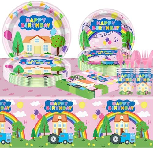 81Pcs Pink Pig Party Tableware Set