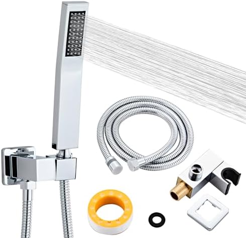 AITANI Square Chrome Handheld Shower Head with Hose and Wall Connector
