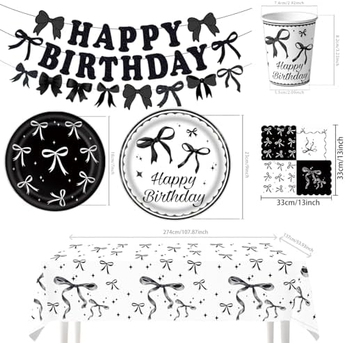 Black Bow Party Decorations Set for Birthday Celebrations