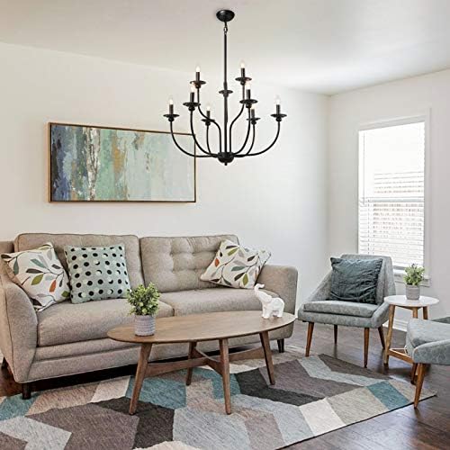 LNC Black Farmhouse Chandelier 2-Tier 9 Light