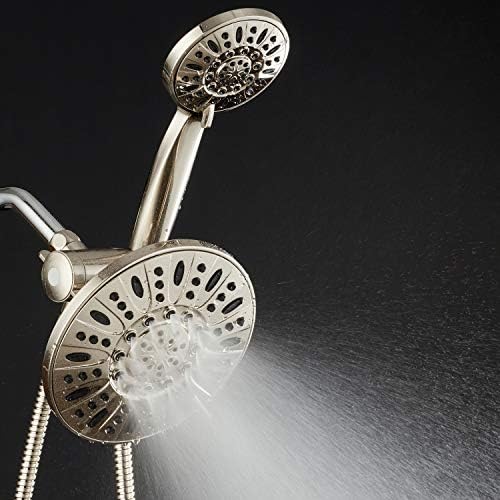 AquaDance Brushed Nickel 7 Rain Showerhead with Handheld and 6-Foot Hose