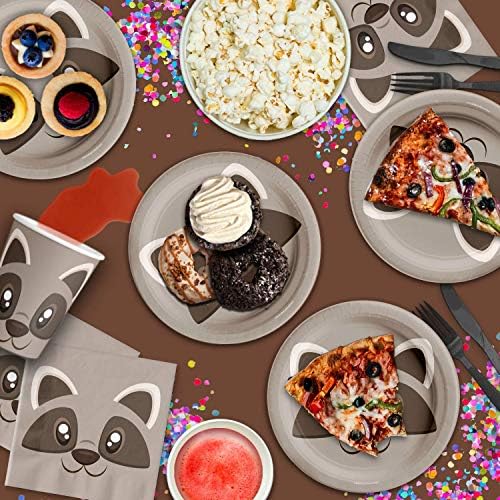 Raccoon Themed Party Plates Napkins Cups Set for 16