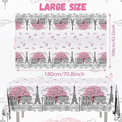 Paris Themed Party Tablecloths 3pcs Pink