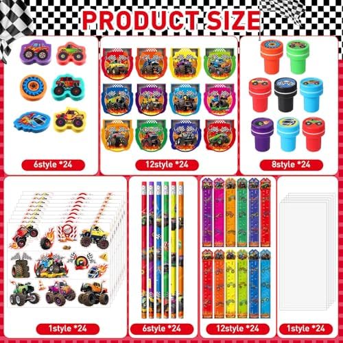 Cholemy Monster Truck Party Favors 144 pcs Set