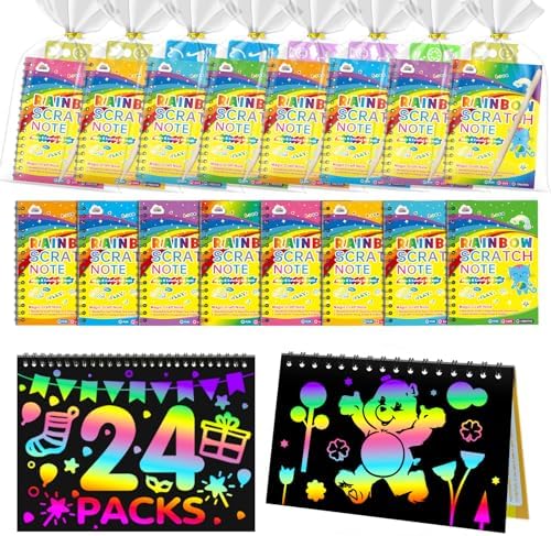 ZMLM Rainbow Scratch Art Party Favors 24 Pack Kit
