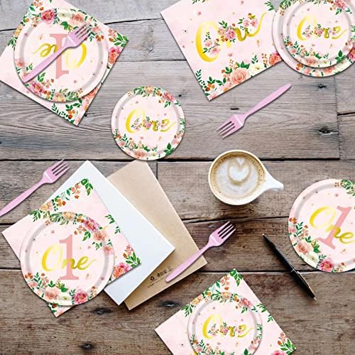 96PCS First Birthday Tableware Set for 24 Guests