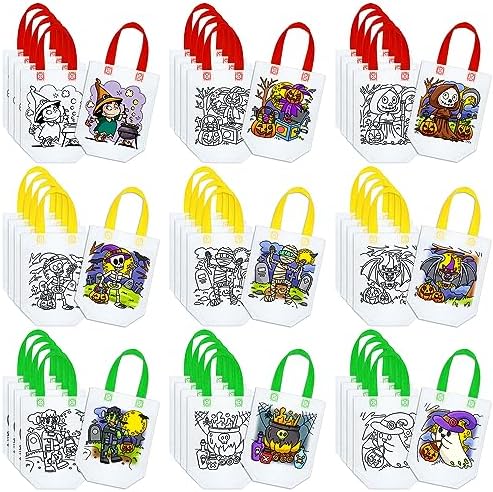 Kacctyen 45 Pcs Halloween Coloring Goodie Bags Reusable