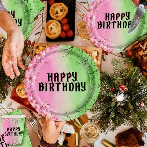 120pcs Witch Birthday Plates Napkins Set for 24 Guests