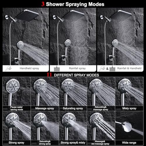 14 Inch Rainfall Shower Head with 11 Modes Handheld Combo