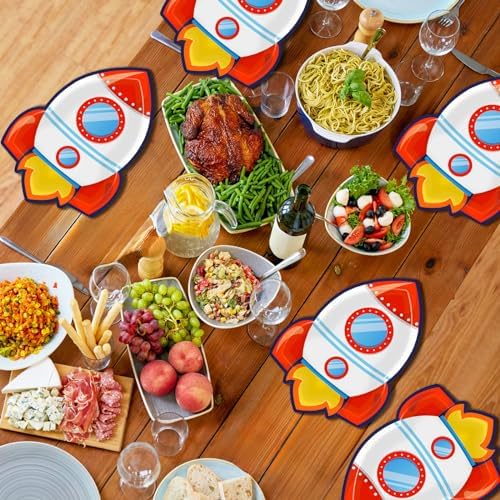 CHUNNIN 50 PCS Rocket Ship Paper Plates