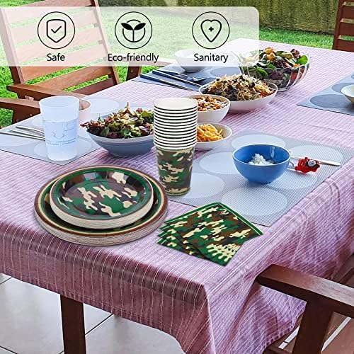 Durony 96 Piece Camouflage Party Supplies Set