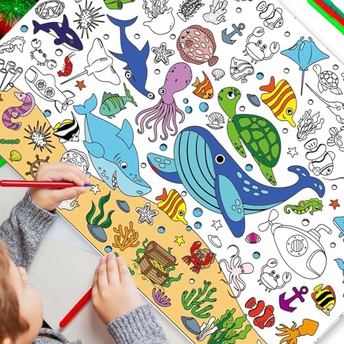 AUGSUN 2 Piece Giant Summer Coloring Poster Set