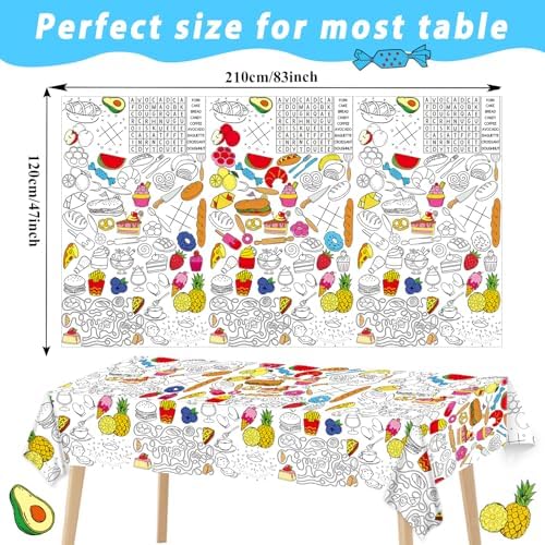 Giant Food Coloring Tablecloth for Kids