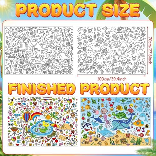 AUGSUN 2 Piece Giant Summer Coloring Poster Set