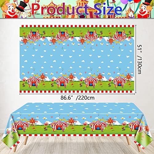 4 Pack Circus Theme Tablecloths for Birthday Parties