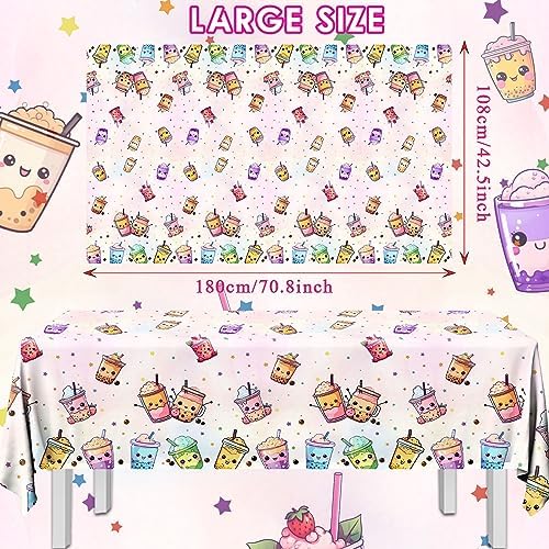 Boba Tea Party Decorations 3pcs Waterproof Plastic Table Covers