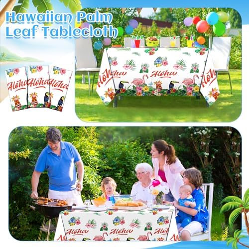 3 Pack Hawaiian Luau Tablecloths for Summer Parties