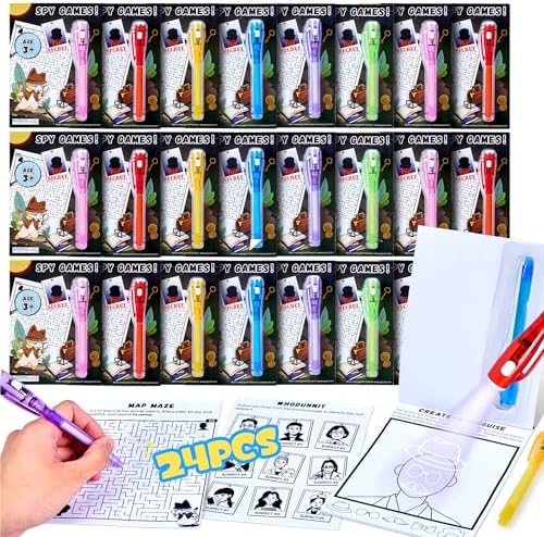 JoyCat 24Pc Invisible Ink Pens with UV Light for Kids