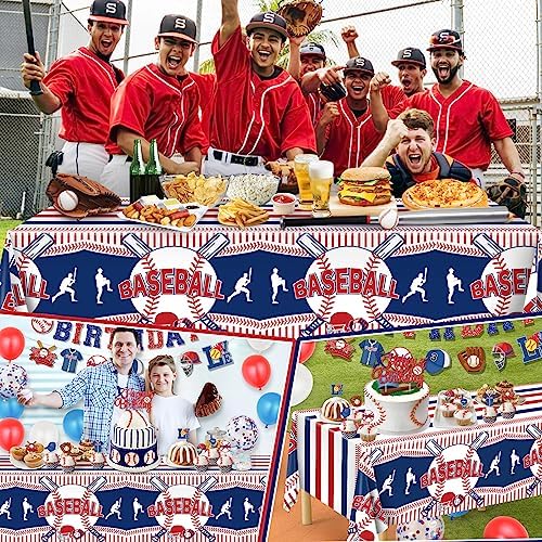 3pcs Baseball Themed Tablecloth - Party Decorations