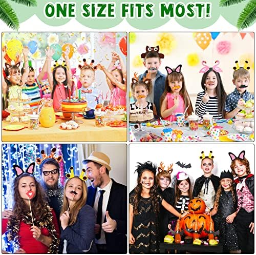 Xinnun 24 Pcs Jungle Animal Headbands for Parties and Photo Booths