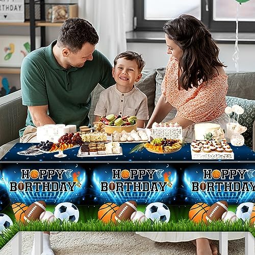3Pcs Sports Themed Tablecloths for Boys Birthday Party Supplies