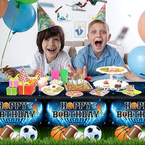 3Pcs Sports Themed Tablecloths for Boys Birthday Party Supplies