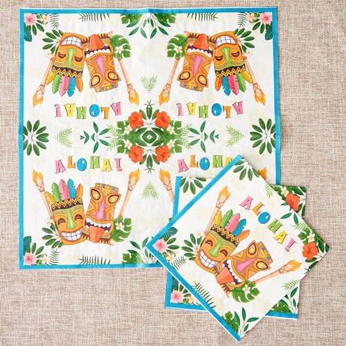 WERNNSAI Hawaiian Luau Party Plates and Napkins Set