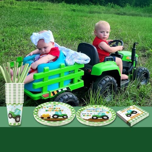 Tractor Themed Party Dinnerware Set for 24 Guests